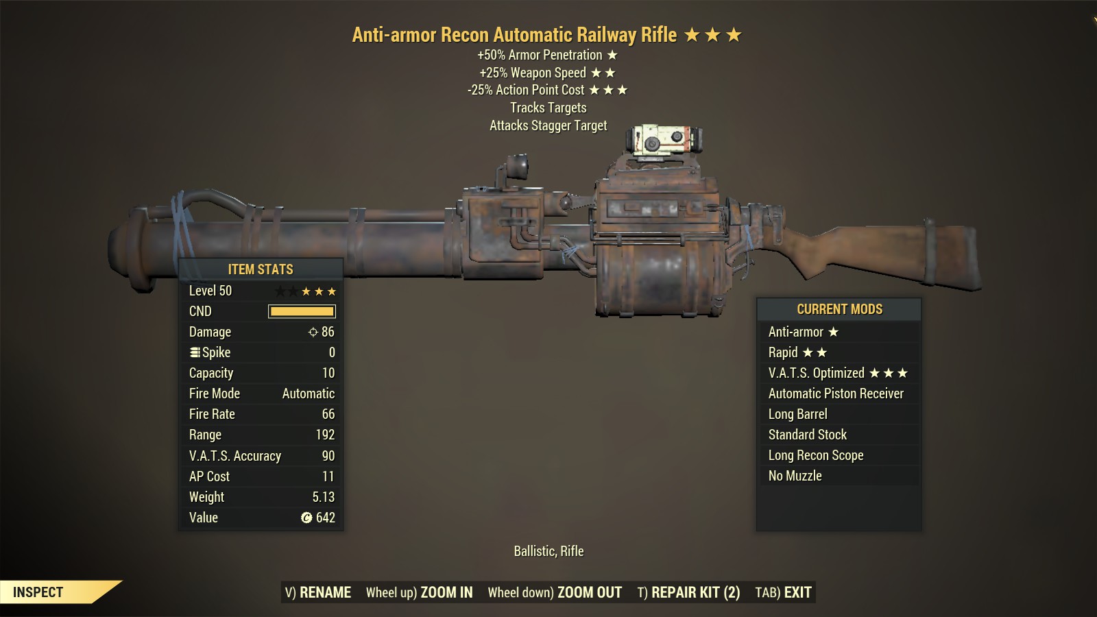 Anti-armor【Rapid + V.A.T.S. Optimized 】Railway Rifle